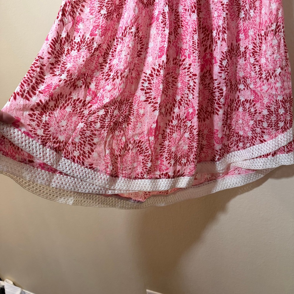 Poupette St. Barth Sasha Dress Pink Red Floral Pintuck Dress Small Boho Resort - Picture 4 of 9